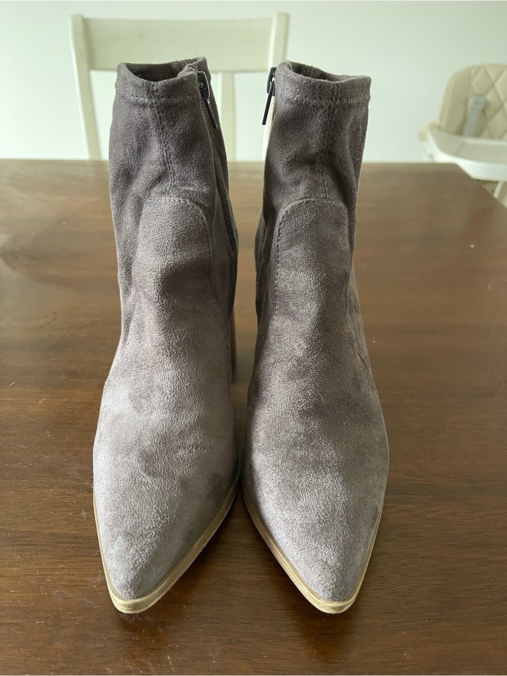 Steve Madden Gray Suede Pointed Toe Ankle Booties